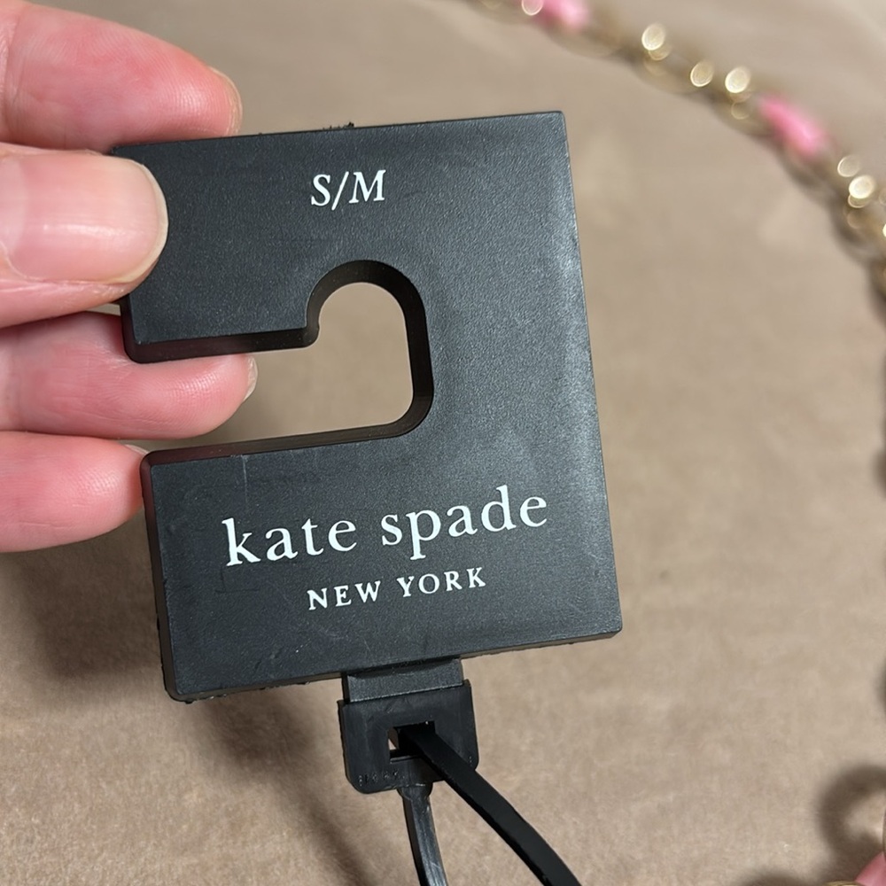 Kate Spade Light Gold & Pink Metal Chain link Belt with lock charm size Small/M - Picture 4 of 8